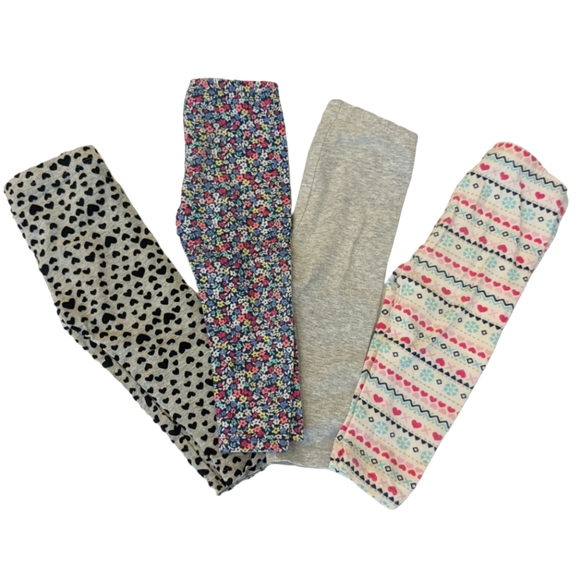 Carter's girls pants bundle of 4 size 12 months, hearts floral snow - Picture 1 of 5